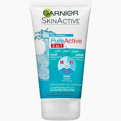GARNIER Pure Active 3in1 Wash, Scrub and Mask