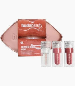 HUDA BEAUTY - Mini Glossiest Lip Gloss Set (Lip Glosses in Glassy, Sugar Baby, Bombshell )